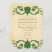 Vintage Wedding Wirbel Einladung von Green Cream (Vorne/Hinten)