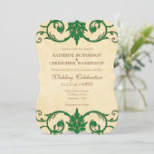 Vintage Wedding Wirbel Einladung von Green Cream (Stehend Vorderseite)