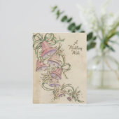 Vintage Wedding Wunsch mit Glocken Postkarte (Stehend Vorderseite)