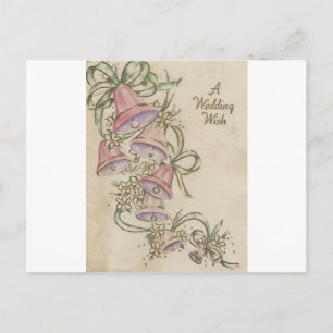 Vintage Wedding Wunsch mit Glocken Postkarte