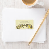 Vintage Wedding, Yellow Antique Garden Rose Kranz Adressaufkleber (Insitu)