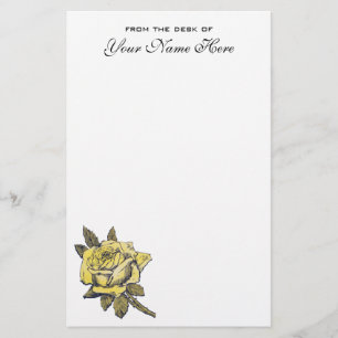 Vintage Wedding, Yellow Antique Garden Rose Kranz Briefpapier