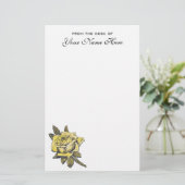 Vintage Wedding, Yellow Antique Garden Rose Kranz Briefpapier (Stehend Vorderseite)