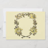 Vintage Wedding, Yellow Antique Garden Rose Kranz Einladung (Rückseite)