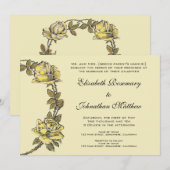 Vintage Wedding, Yellow Antique Garden Rose Kranz Einladung (Vorne/Hinten)