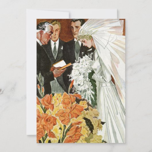 Vintage Wedding Zeremonie, Einladung des Brautgart (Vorderseite)