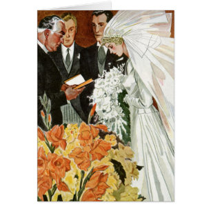 Vintage Wedding Zeremonie mit Braut und Bräutigam