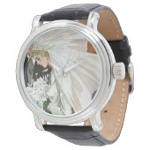 Vintage Wedding Zeremonie mit Braut und Bräutigam Armbanduhr (Schrägansicht)