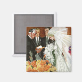 Vintage Wedding Zeremonie mit Braut und Bräutigam Magnet (Vorderseite/Rückseite)