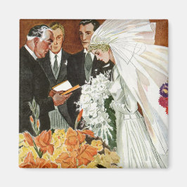 Vintage Wedding Zeremonie mit Braut und Bräutigam Magnet