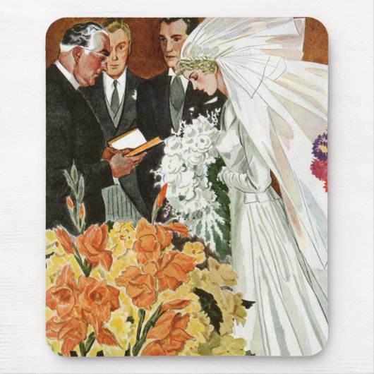 Vintage Wedding Zeremonie mit Braut und Bräutigam Mousepad (Vorne)