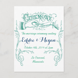 Vintage Wedding Zeremonie Postkarte