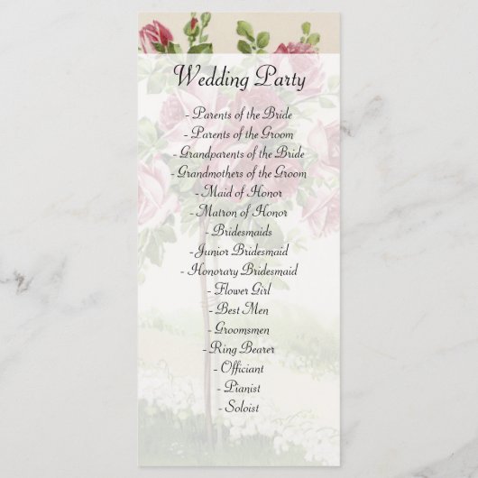 Vintage Wedding Zeremonie Programm (Rückseite)