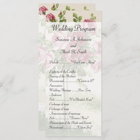Vintage Wedding Zeremonie Programm (Vorne/Hinten)