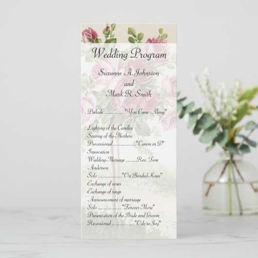 Vintage Wedding Zeremonie Programm (Stehend Vorderseite)