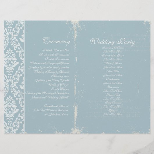 Vintage Wedding Zeremonie Programm (Vorderseite)