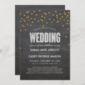 VINTAGE WEDGE Gold Glitzer Konfetti-Tafel Einladung (Vorne/Hinten)