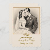 " VINTAGE WEDING INVITATION " EINLADUNG (Vorne/Hinten)