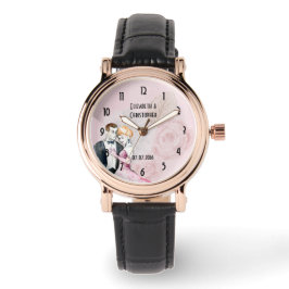 Vintage Wedple mit rosa Rose Personalisiert Armbanduhr