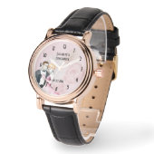 Vintage Wedple mit rosa Rose Personalisiert Armbanduhr (Winkel)