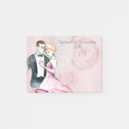 Vintage Wedple mit rosa Rose Personalisiert Post-it Klebezettel
