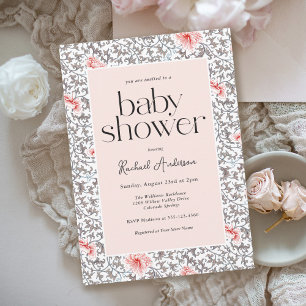 Vintage Weibliche Florale Mädchen-Baby-Party Einladung