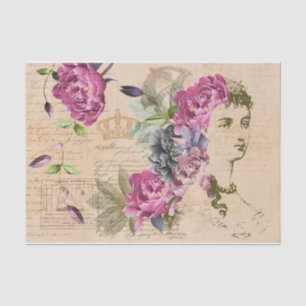 Vintage weibliche Mode Pink Florals & Handwriting Seidenpapier