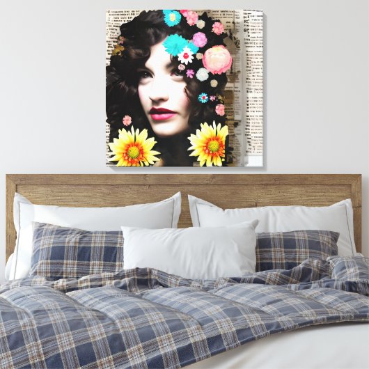 Vintage weibliche Papiersammlung Leinwanddruck (Insitu (Schlafzimmer))