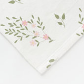 Vintage weiche grüne Blätter und rosa Blume Fleece (Ecke)