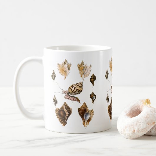 Vintage Weichtiere und Schnecken, Meeresorganismen Kaffeetasse (Mit Donut)
