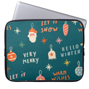 Vintage-Weihnachten 2020: Ornamentales Muster Laptopschutzhülle