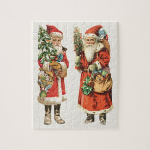 Vintage Weihnachten, 2 Santa Claus Ausschnittbilde Puzzle