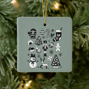 Vintage Weihnachten 90er Collage Retro Xmas  Keramikornament