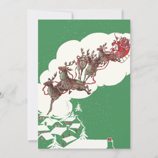 Vintage Weihnachten Abend Retro Santa Claus Einlad Einladung (Vorderseite)