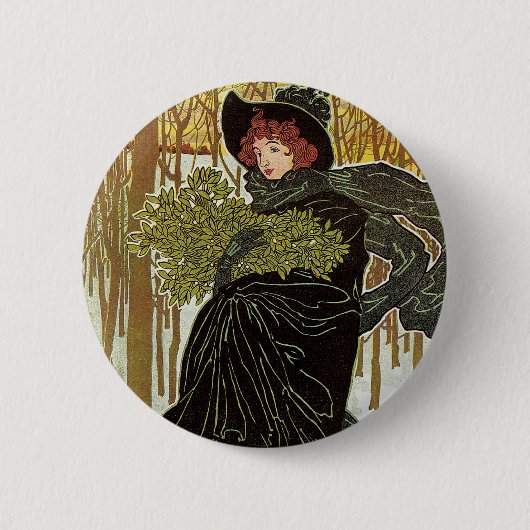 Vintage-Weihnachten Art Nouveau Scribners-Cover 18 Button (Vorderseite)