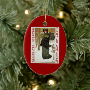 Vintage-Weihnachten Art Nouveau Scribners-Cover 18 Keramikornament