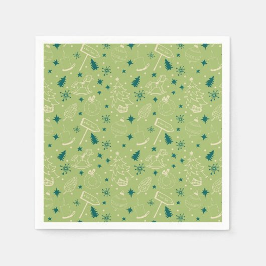 Vintage Weihnachten Art Pattern Ein wenig Weihnach Serviette (Vorderseite)