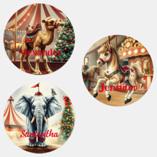 Vintage-Weihnachten-Baby-Zirkus-Tier-Geschenkanhän Etiketten