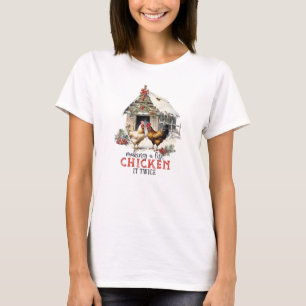 Vintage-Weihnachten Bauernhof zwei Hähne gemütlich T-Shirt
