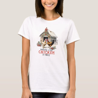 Vintage-Weihnachten Bauernhof zwei Hähne gemütlich T-Shirt