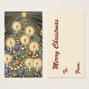 Vintage Weihnachten, Baum mit Kerzen und einem Ste