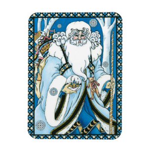 Vintage Weihnachten, blauer Weihnachtsmann mit Sch Magnet