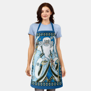 Vintage Weihnachten, blauer Weihnachtsmann mit Sch Schürze