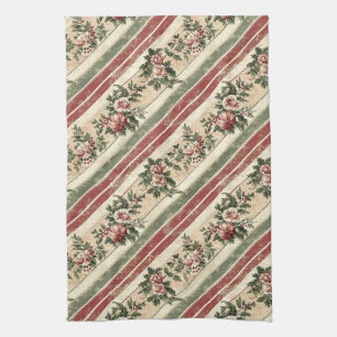 Vintage-Weihnachten Blumengestreift (7) Geschirrtuch