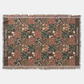 Vintage-Weihnachten-Braun-Patchwork-Namensvorlage Decke (Vorderseite)