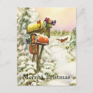 Vintage Weihnachten, Briefkästen in der Winterland Feiertagspostkarte