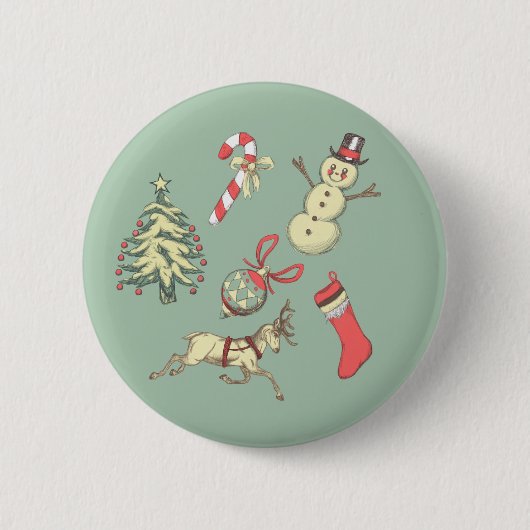 Vintage Weihnachten Button (Vorderseite)