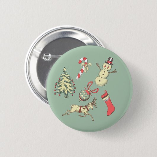 Vintage Weihnachten Button (Vorne & Hinten)