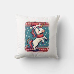 Vintage-Weihnachten Dabbing-Einhorn-Regenbogen-Fei Kissen