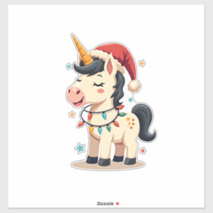 Vintage-Weihnachten Dabbing-Einhorn-Santa-lustig-H Aufkleber